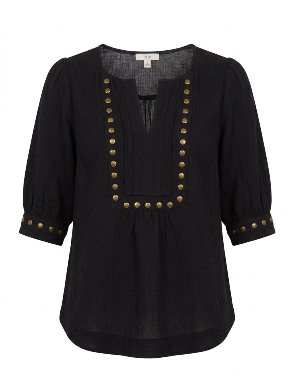 41 Hawthorn Black Stud-Trim Peasant Blouse